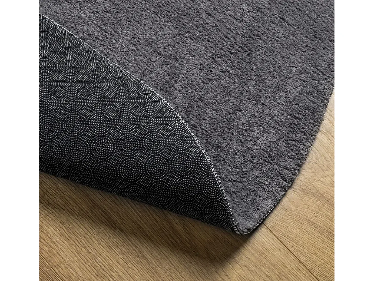 Alfombra HUARTE de pelo corto suave y lavable, color antracita, Ø 80 cm