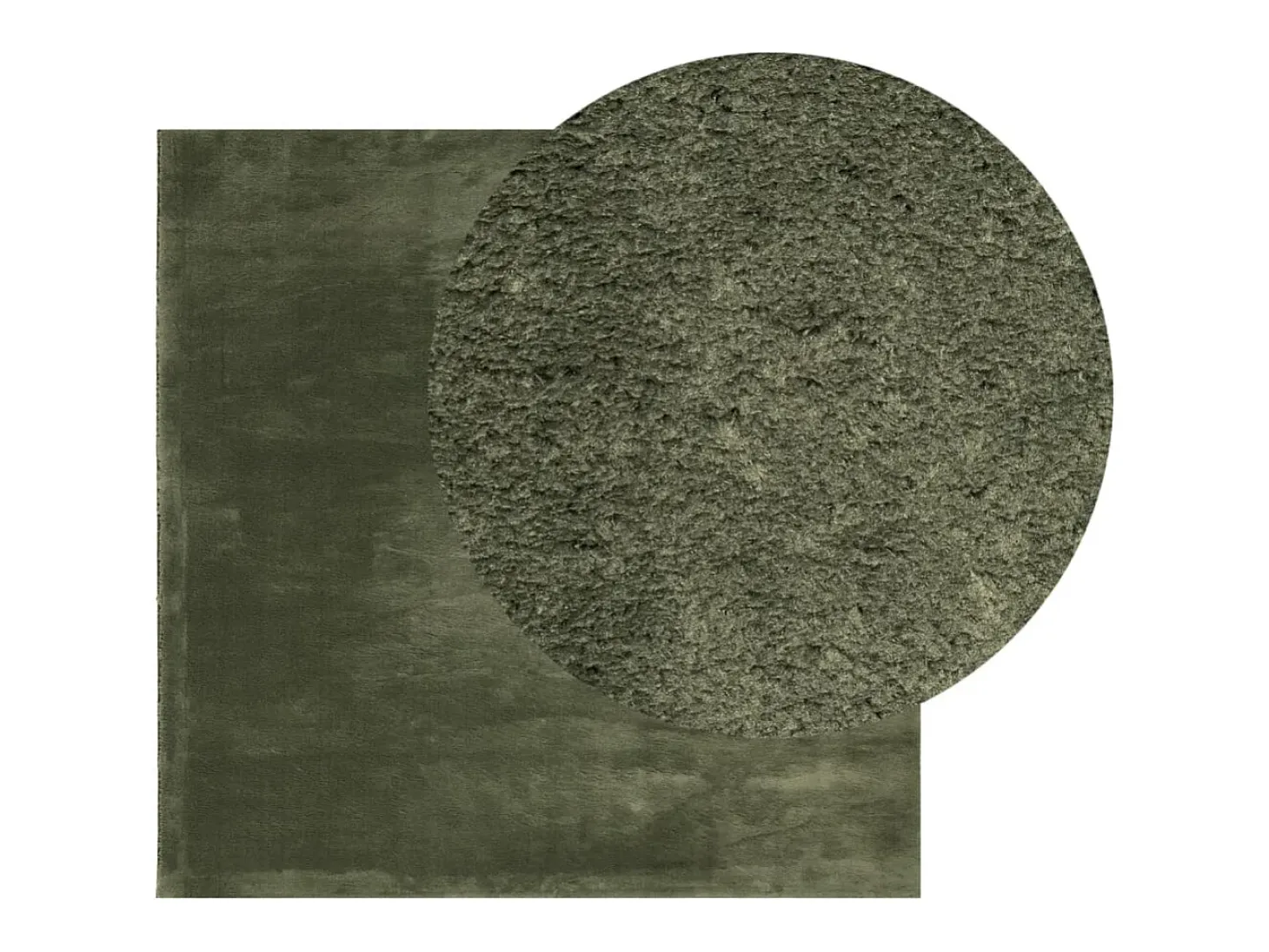 Alfombra HUARTE de pelo corto suave y lavable color verde bosque 120x120 cm