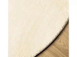Alfombra HUARTE de pelo corto suave y lavable en color crema, Ø 100 cm