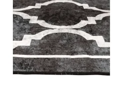Alfombra lavable blanca y negra 80x300 cm antideslizante