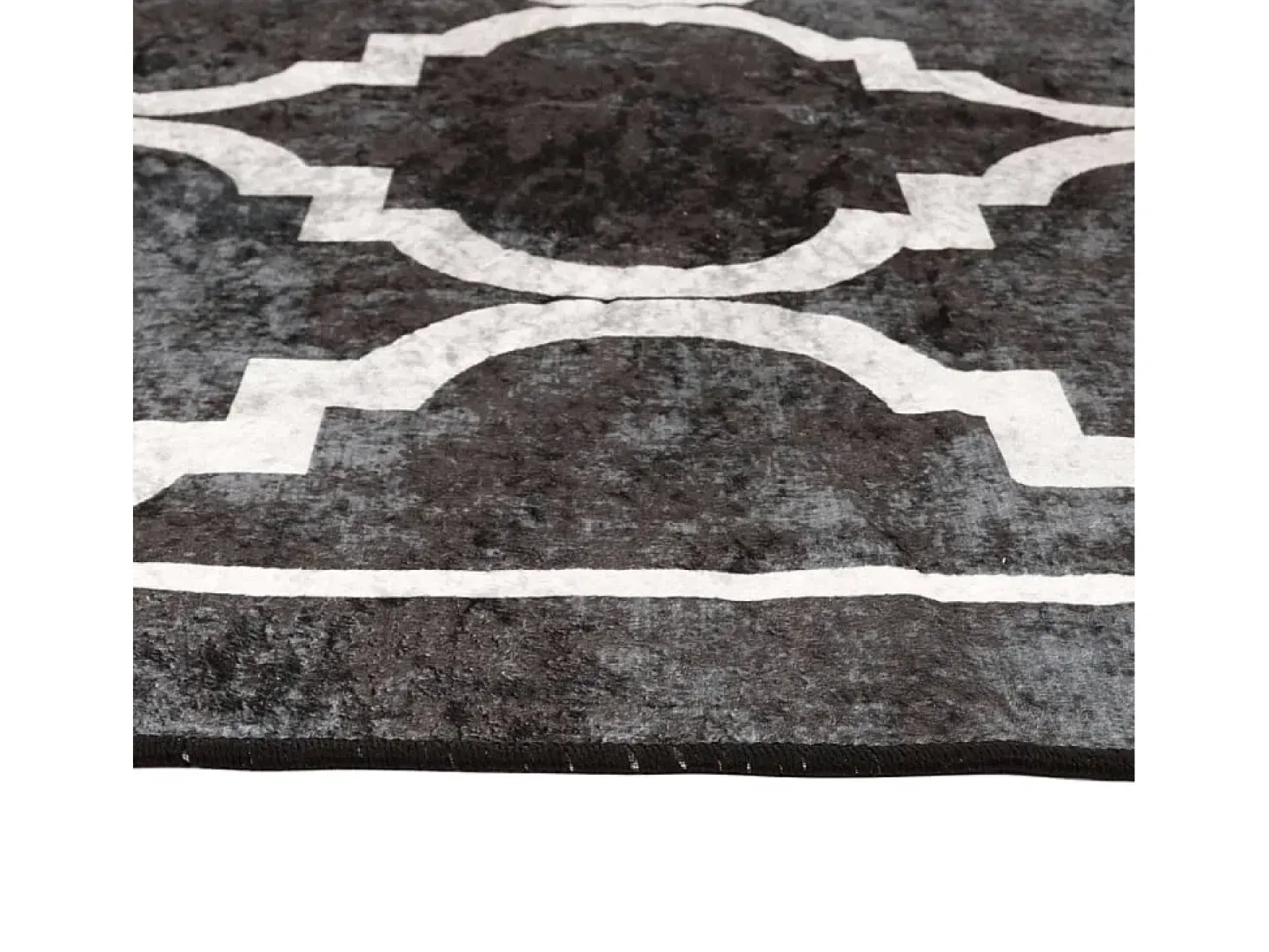 Alfombra lavable blanca y negra 80x300 cm antideslizante