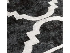 Alfombra lavable blanca y negra 80x300 cm antideslizante