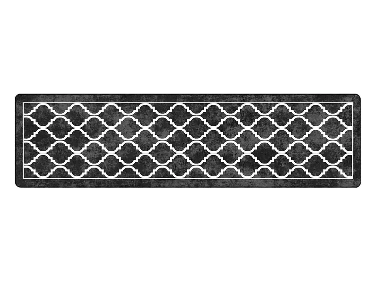 Alfombra lavable blanca y negra 80x300 cm antideslizante
