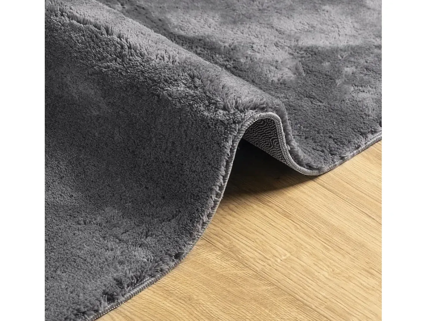 Alfombra lavable de pelo corto suave HUARTE antracita 240x240 cm