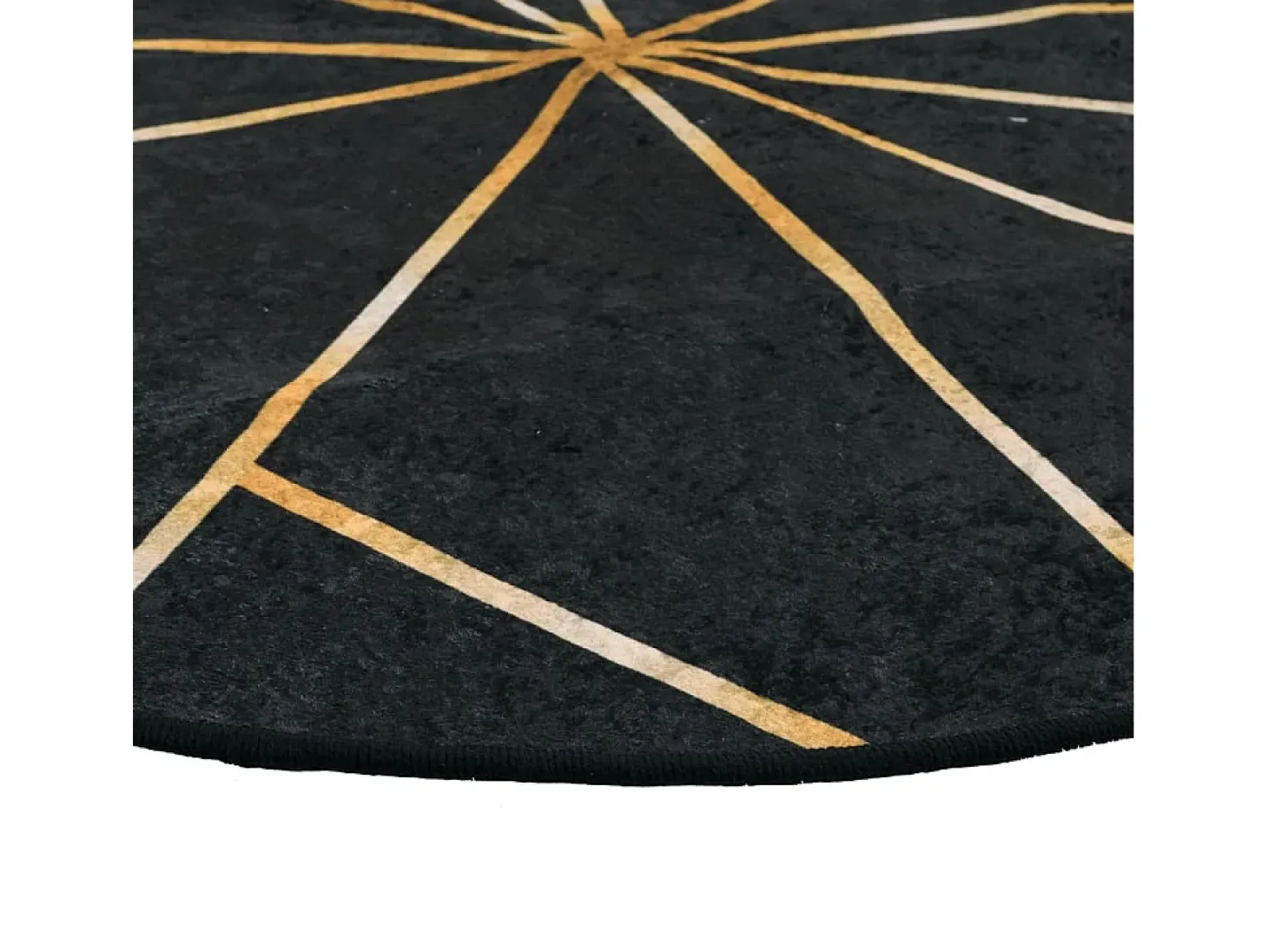 Alfombra lavable negra y dorada Ø 120 cm antideslizante