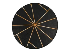 Alfombra lavable negra y dorada Ø 120 cm antideslizante