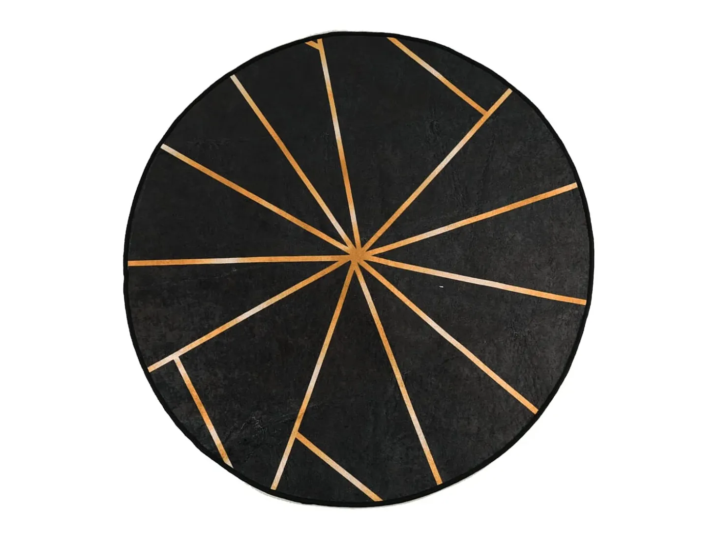 Alfombra lavable negra y dorada Ø 120 cm antideslizante