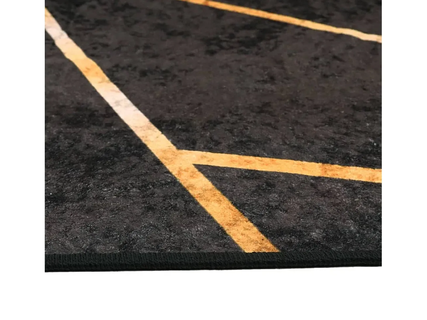 Alfombra lavable negra y dorada 80x150 cm antideslizante