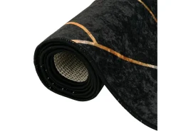 Alfombra lavable negra y dorada 80x150 cm antideslizante