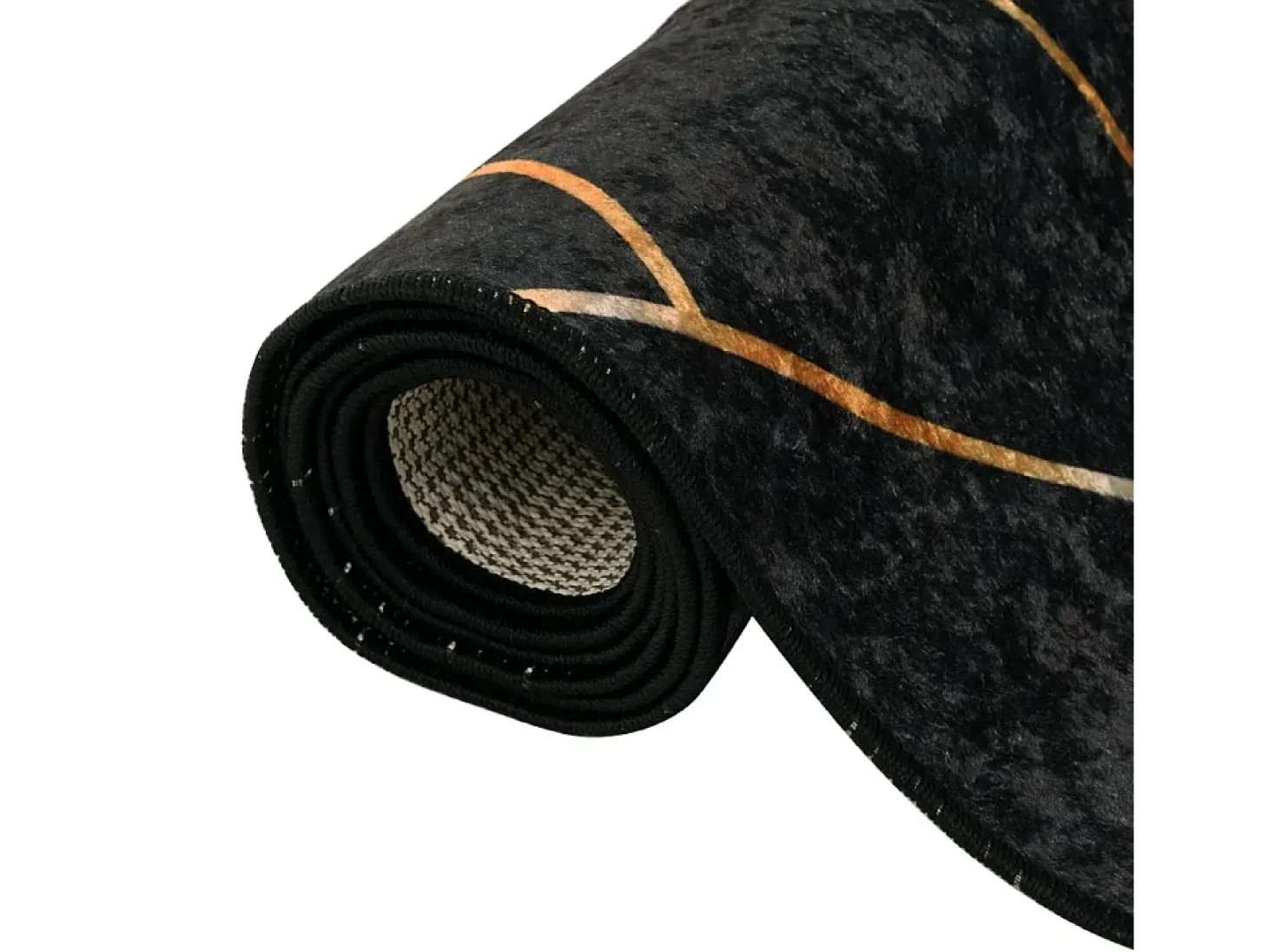 Alfombra lavable negra y dorada 80x150 cm antideslizante