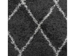 Alfombra moderna de pelo largo en color negro y crema, Ø 80 cm
