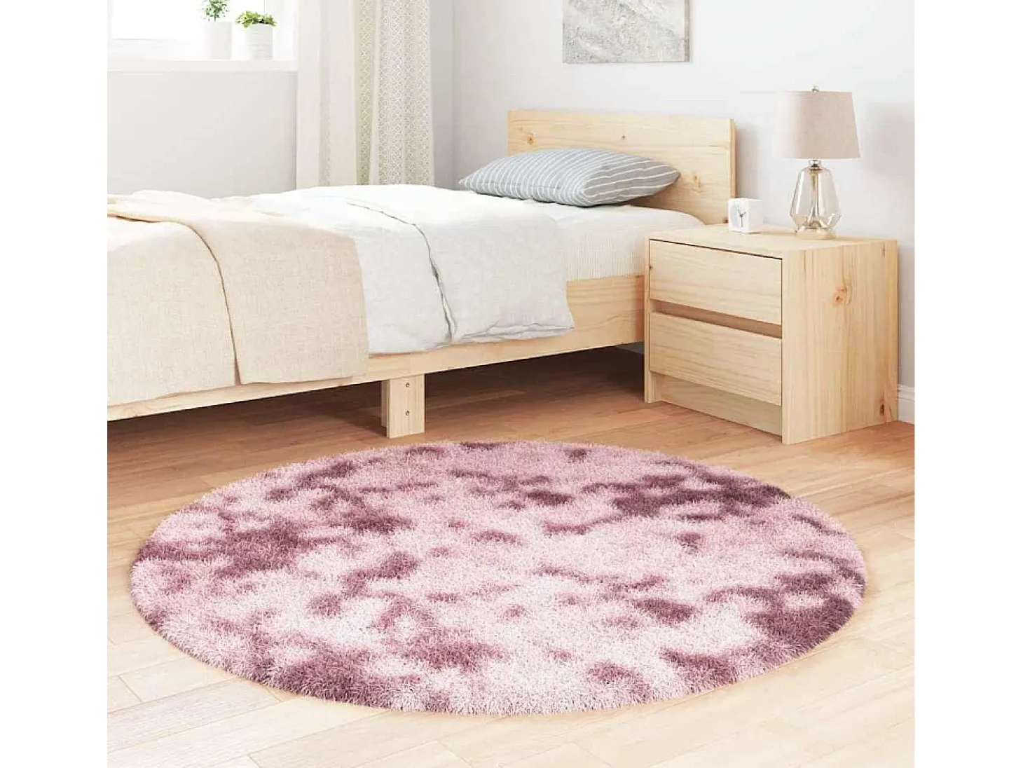 Alfombra NAVARRA Shaggy Rosa Empolvado 120x120 cm