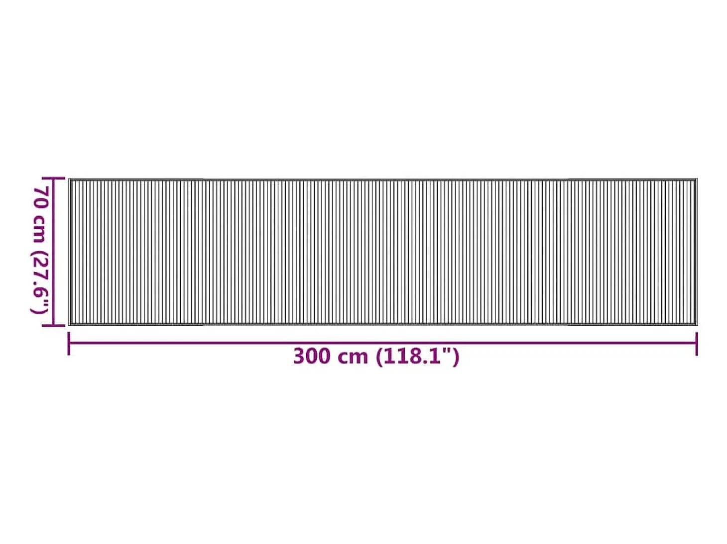 Alfombra rectangular de bambú natural claro 70x300 cm