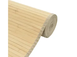 Alfombra rectangular de bambú natural claro 70x100 cm