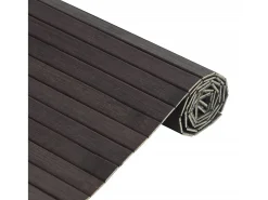 Alfombra rectangular marrón oscuro 60x300 cm bambú