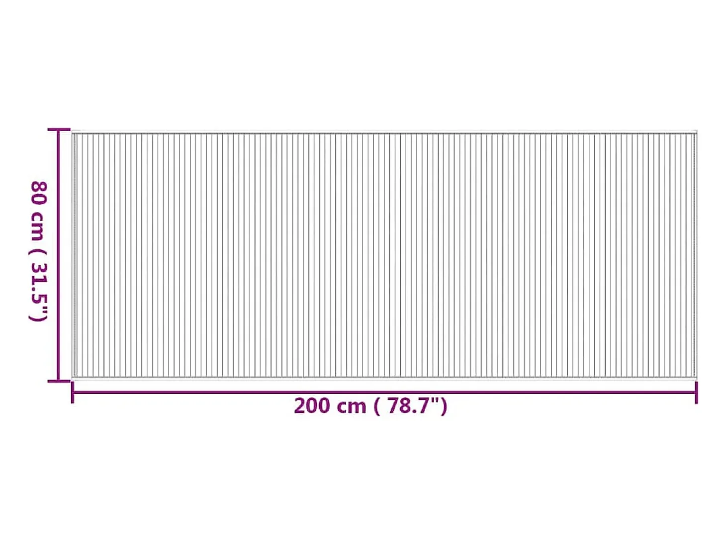 Alfombra rectangular natural de bambú 80x200 cm