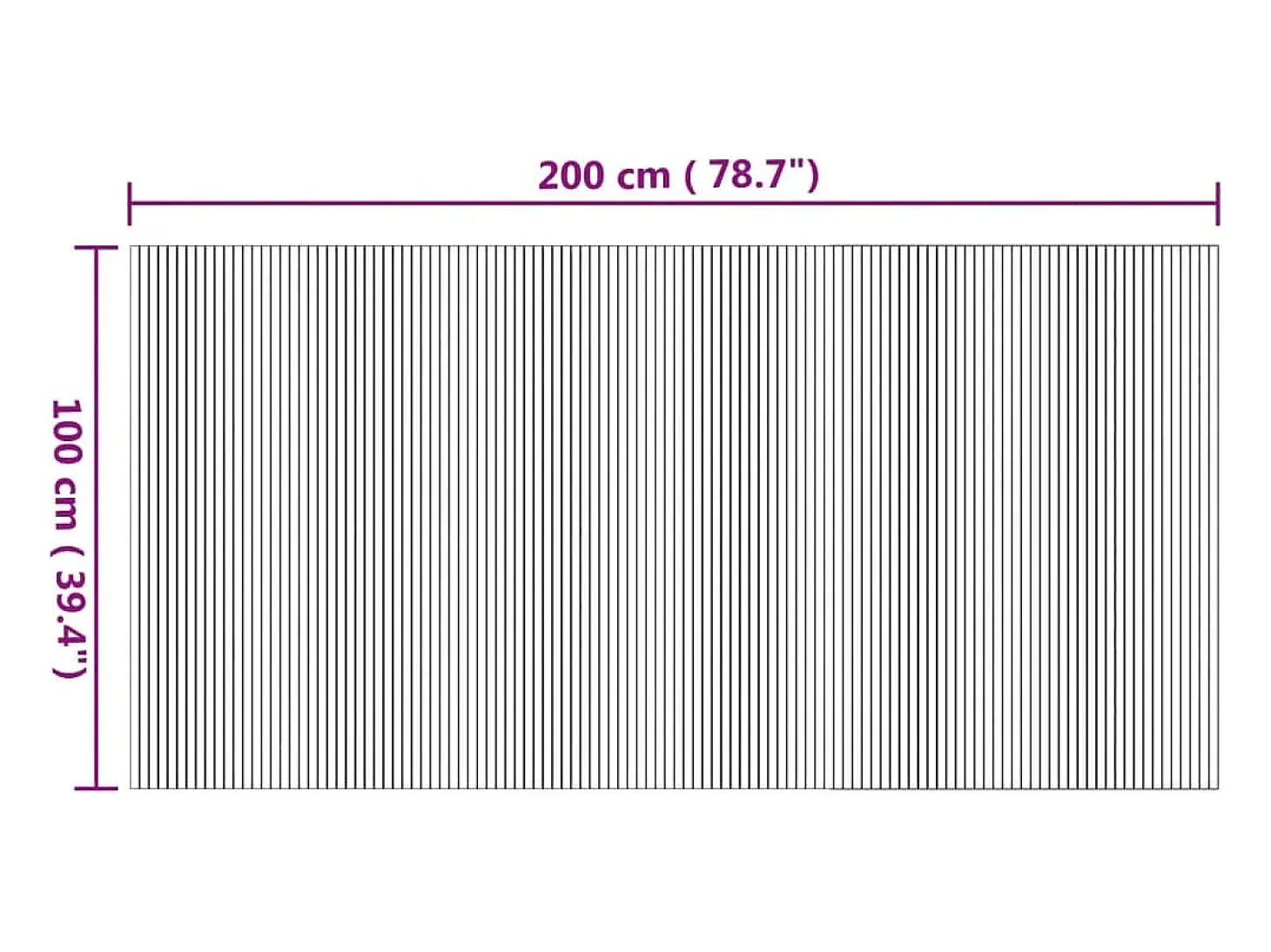 Alfombra rectangular natural de bambú 100x200 cm