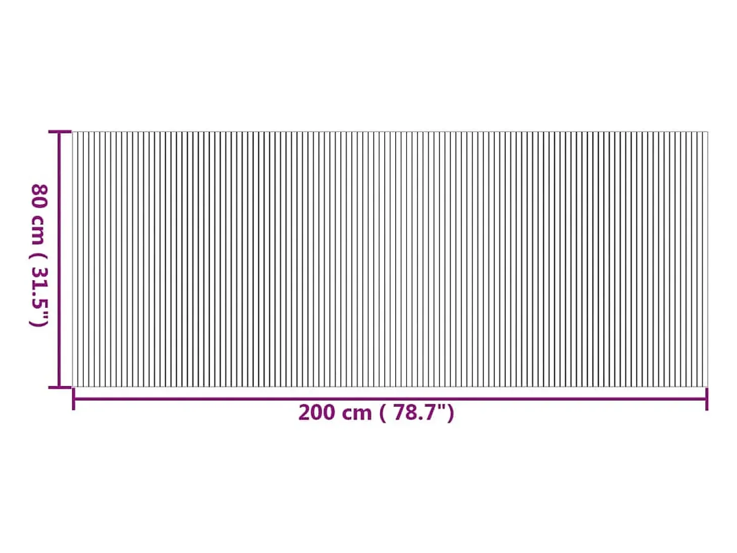 Alfombra rectangular natural de bambú 80x200 cm