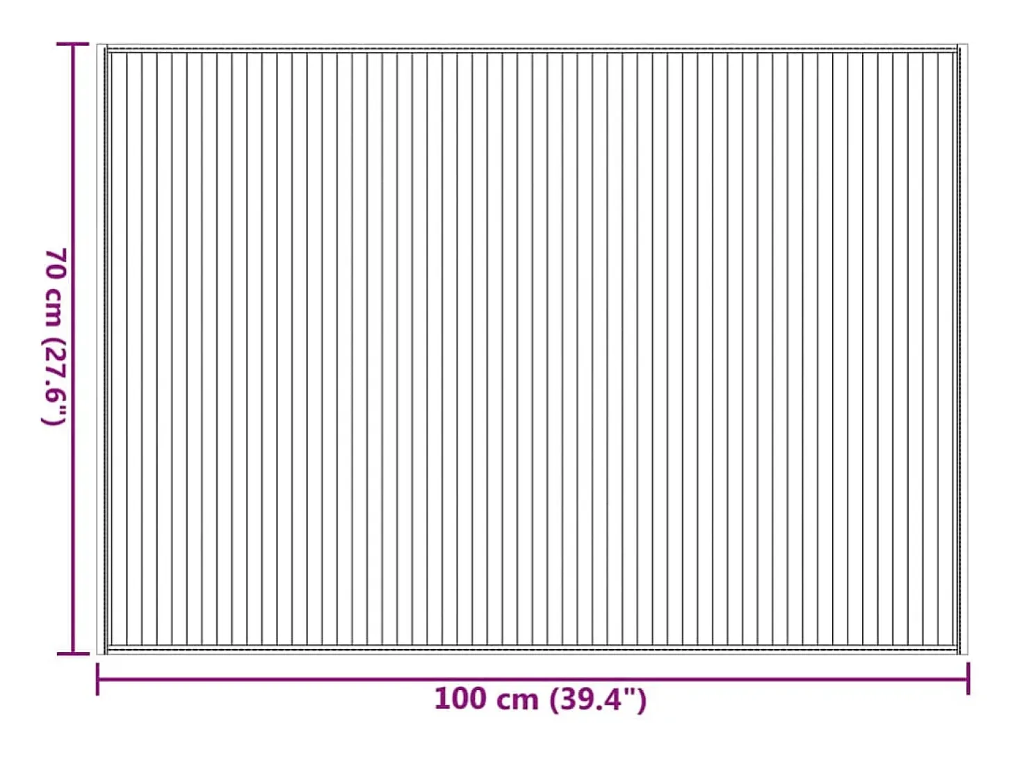 Alfombra rectangular negra de bambú 70x100 cm