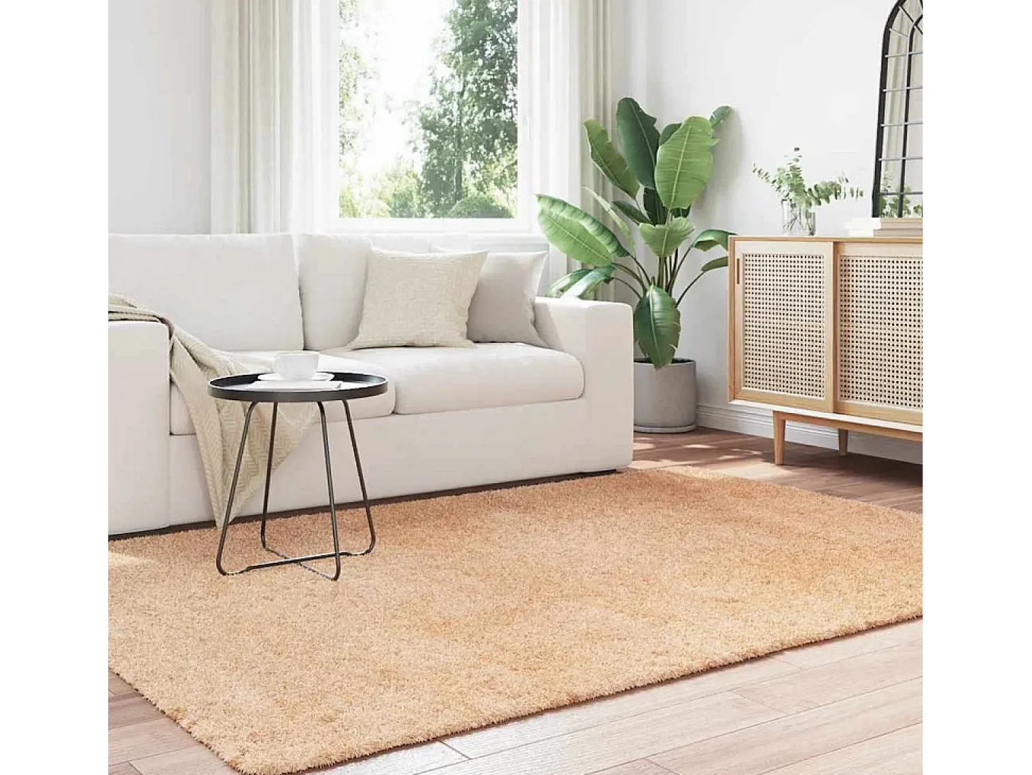 Alfombra shaggy de pelo largo NAVARRA beige 160x230 cm poliéster