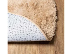Alfombra shaggy de pelo largo NAVARRA beige 200x200 cm poliéster