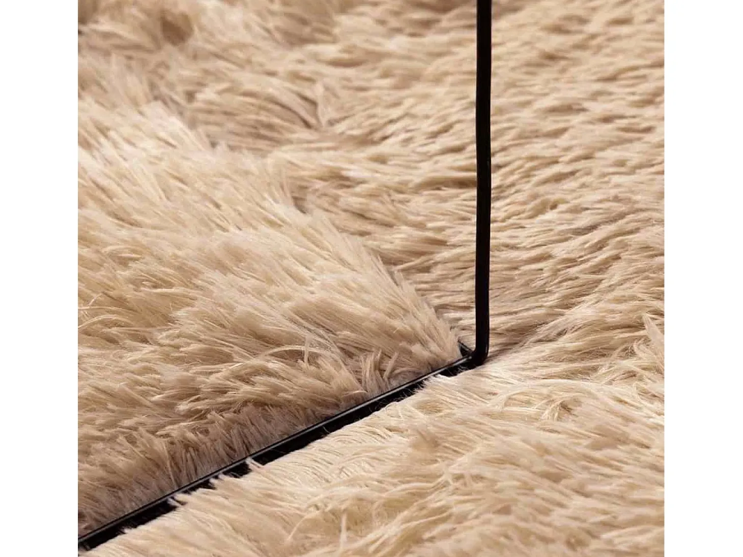 Alfombra shaggy de pelo largo NAVARRA beige 200x200 cm poliéster