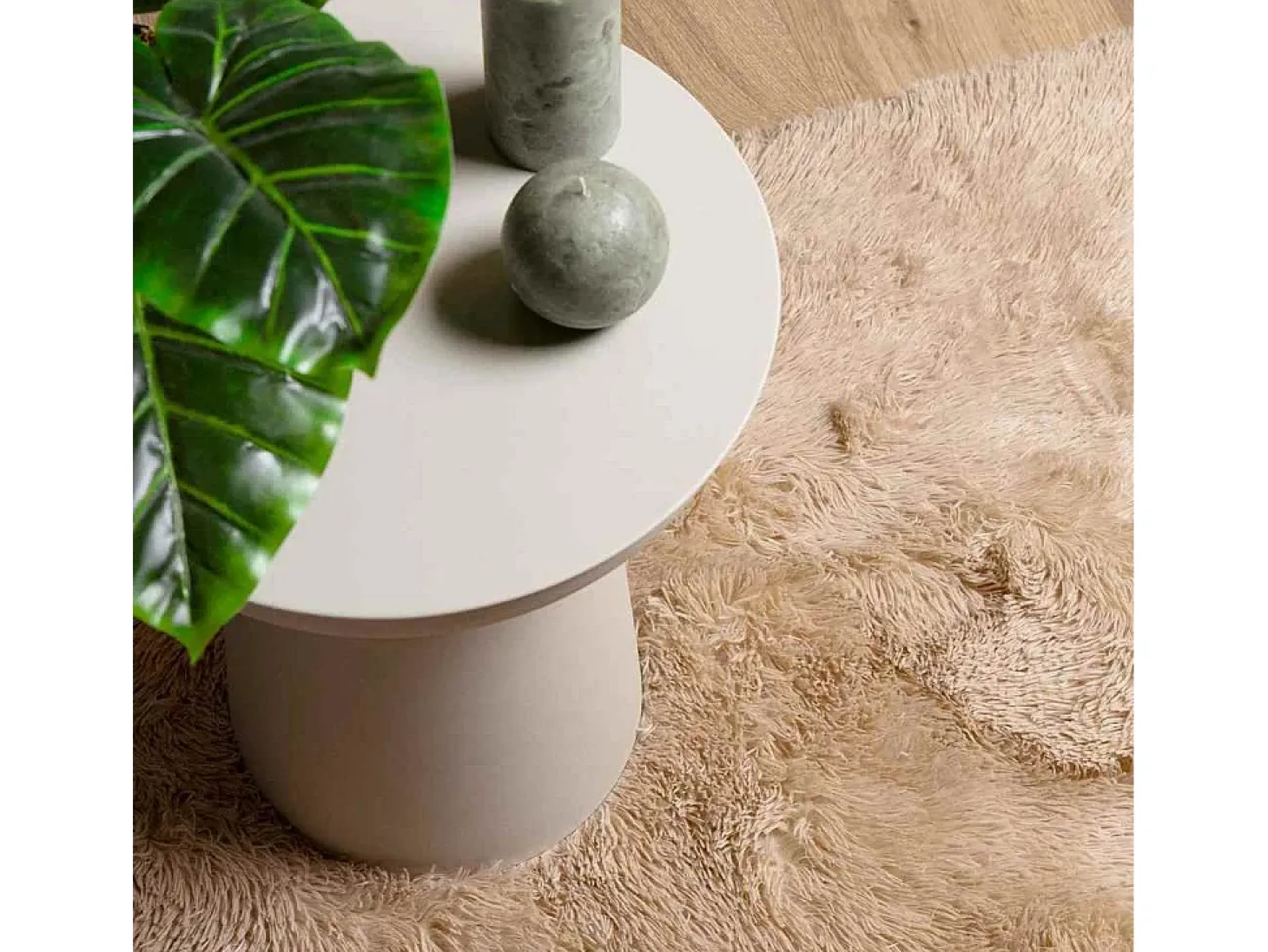 Alfombra shaggy de pelo largo NAVARRA beige 200x200 cm poliéster