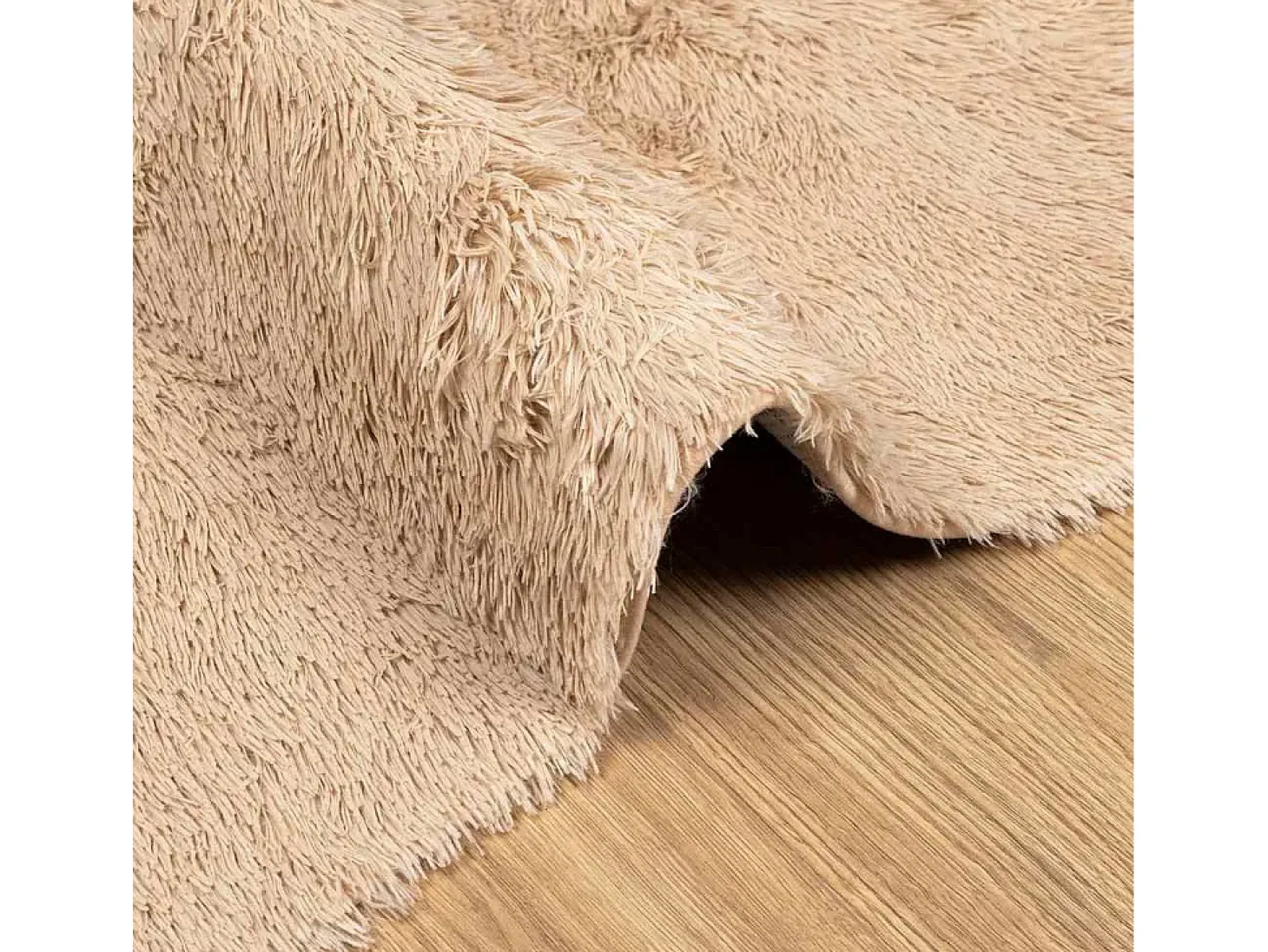 Alfombra shaggy de pelo largo NAVARRA beige 200x200 cm poliéster