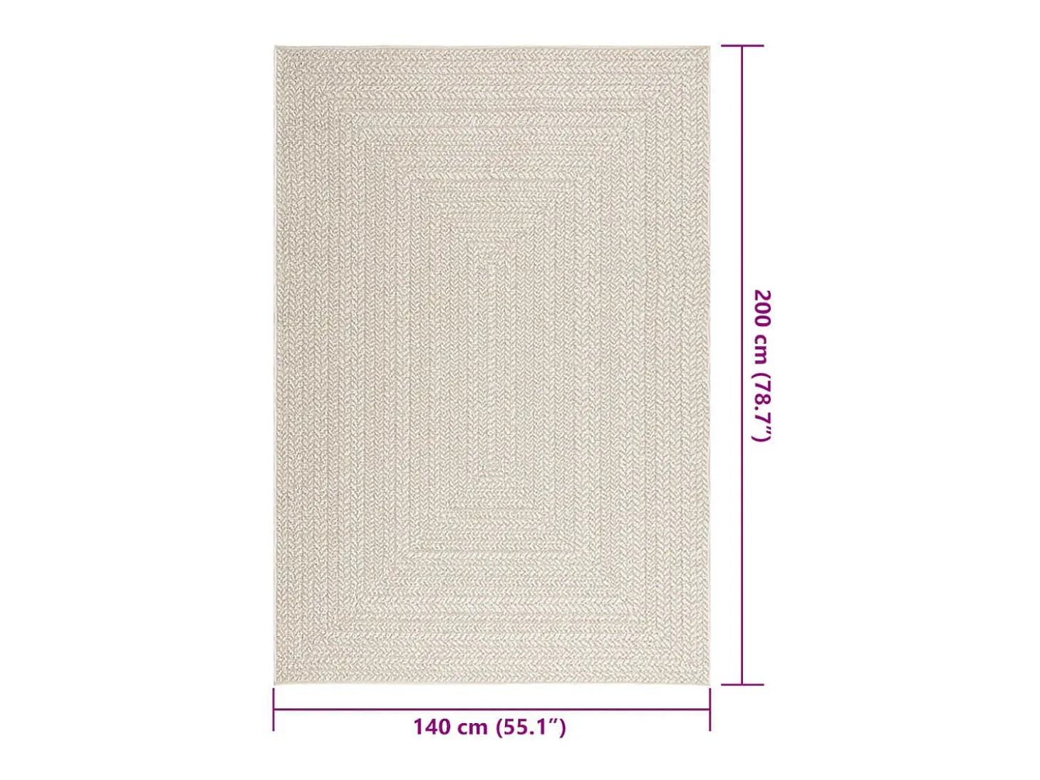 Alfombra ZIZUR color crema 140x200 cm efecto yute interior y exterior