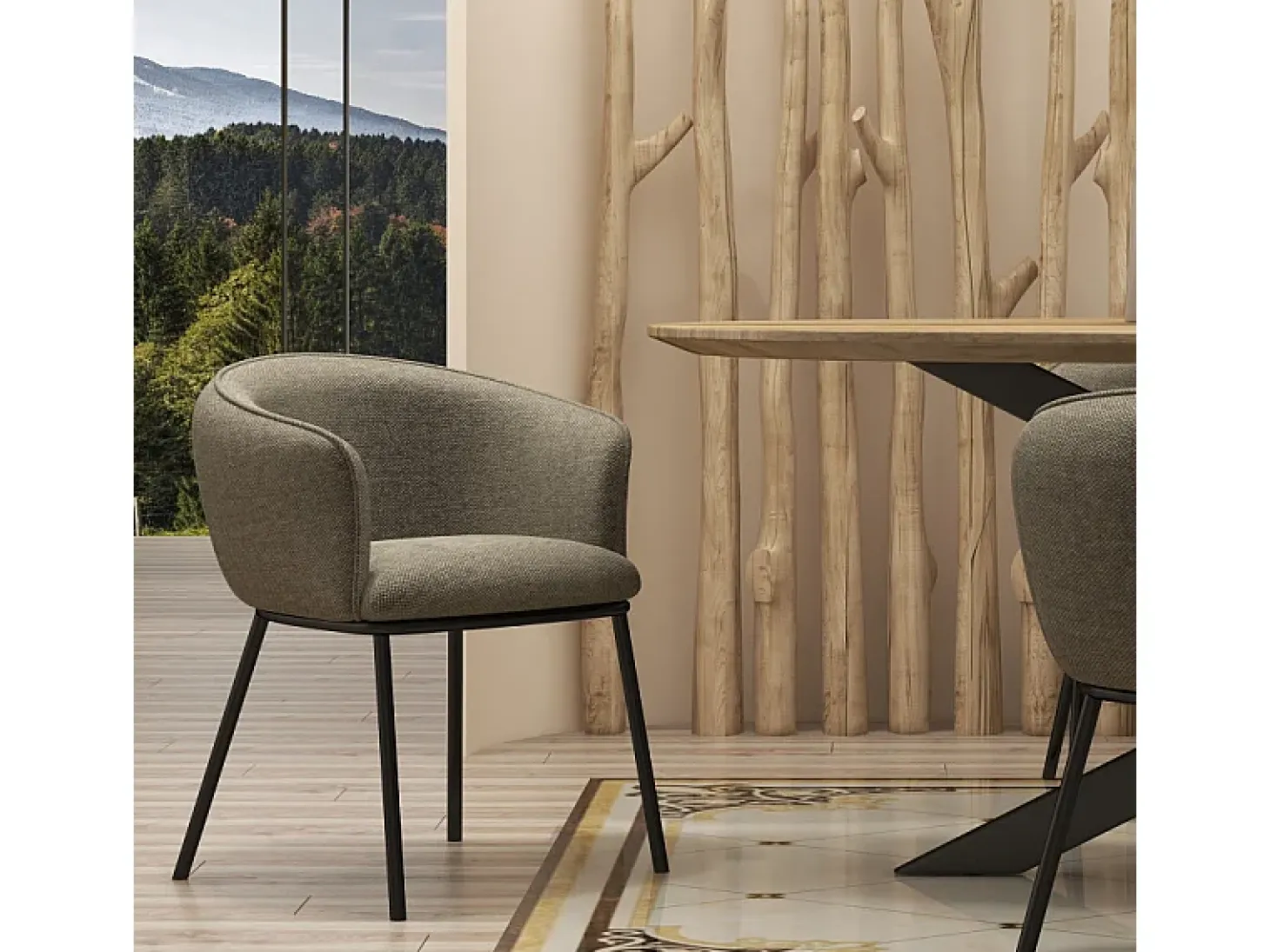 ALVIN-Sillón de mesa de tela Luxury marron