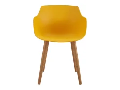 ANDREA-Silla escandinava mostaza con pie de metal efecto madera (x2)
