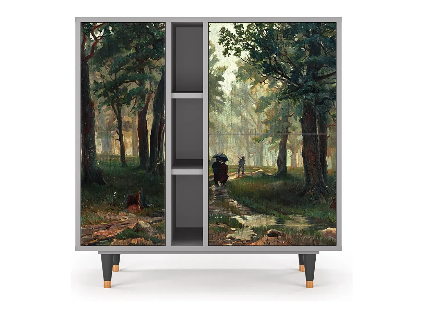 Aparador - 94х96х41 cm - BS5 - Rain in the Oak Forest, Gris