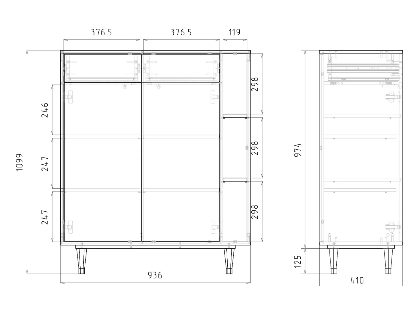 Aparador - 96х110х41 cm - BS6 - Beige Laure, Blanco