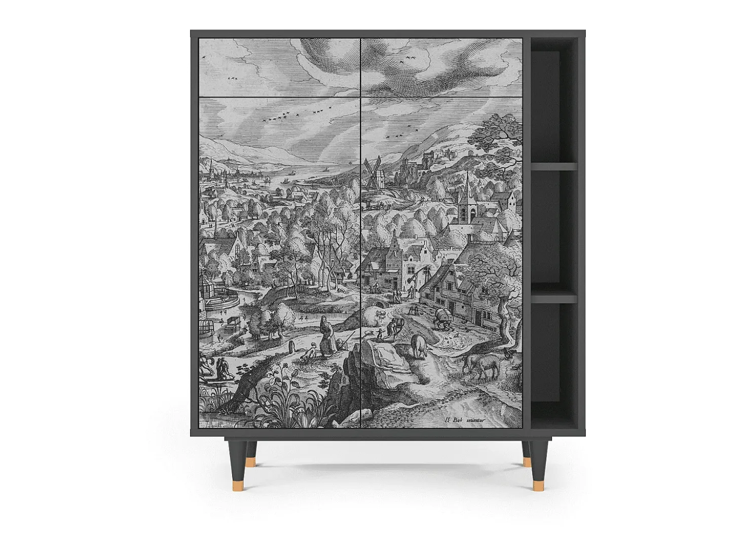 Aparador - 96х110х41 cm - BS6 - Bird Dropping, Antracita