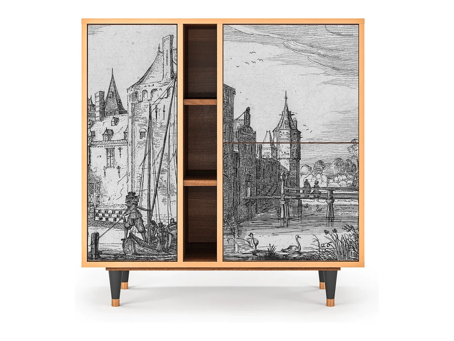 Aparador - 94х96х41 cm - BS5 - Castle with Bridge, Nogal