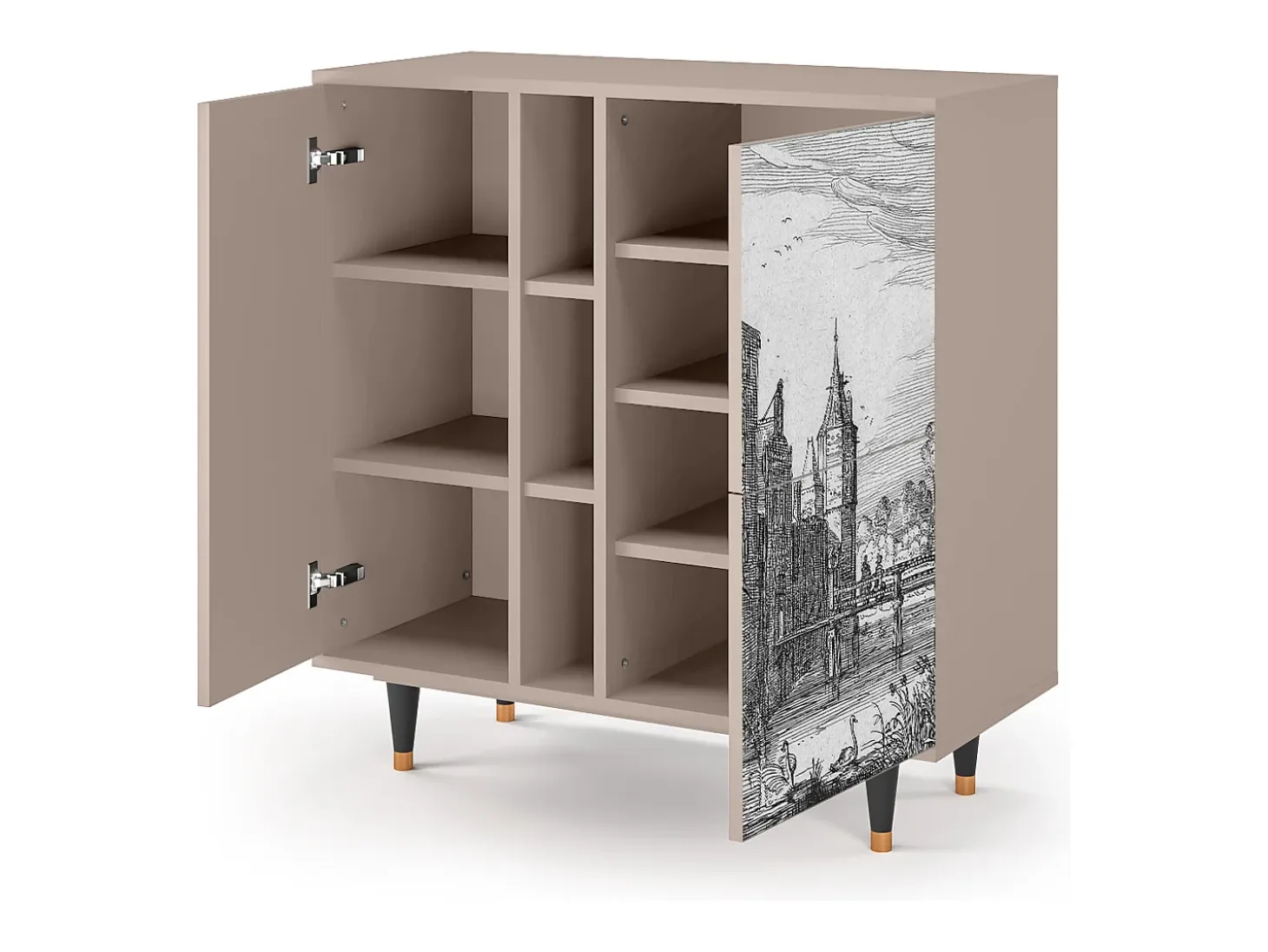 Aparador - 94х96х41 cm - BS5 - Castle with Bridge, Latte