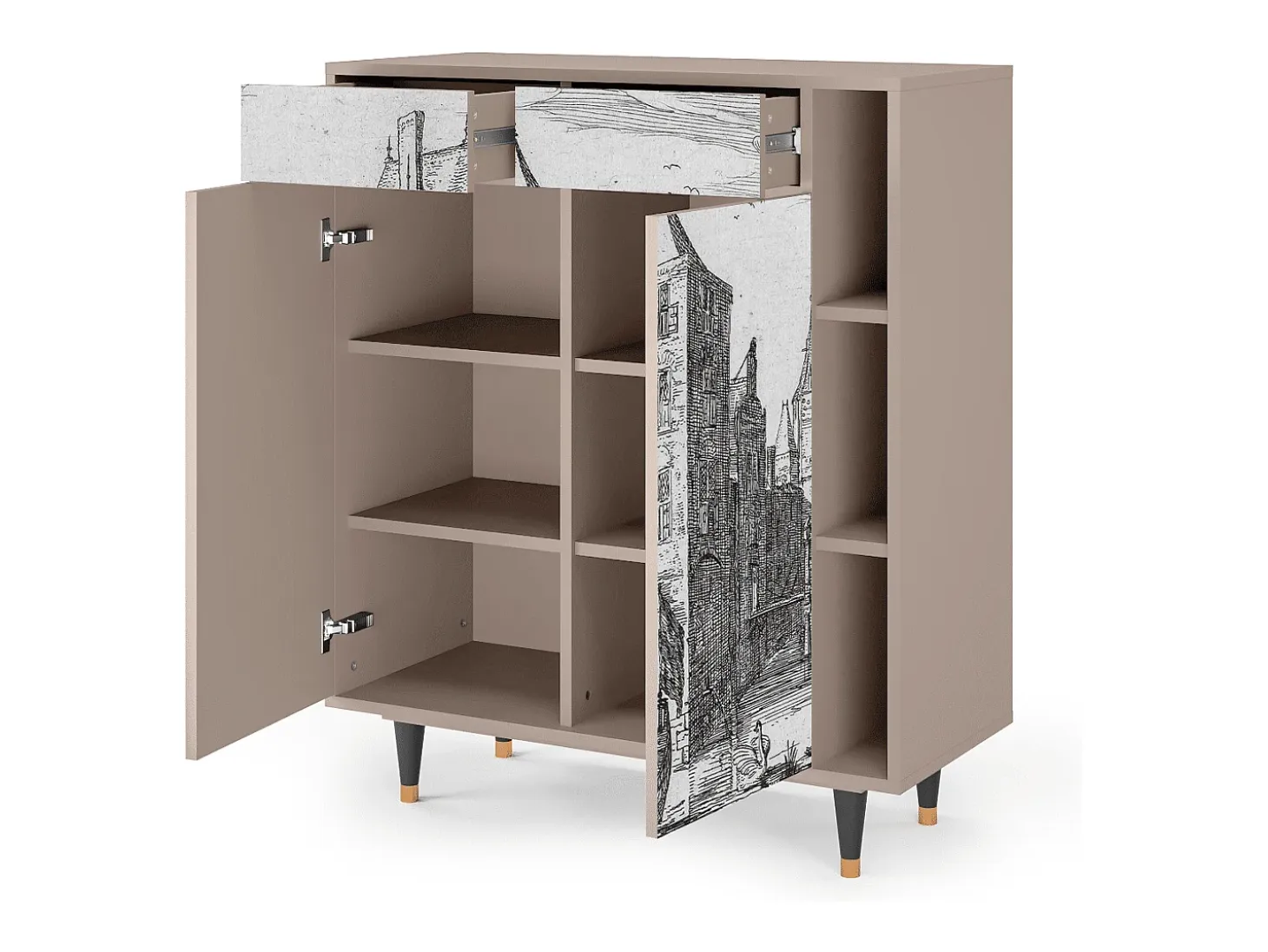 Aparador - 96х110х41 cm - BS6 - Castle with Bridge, Latte