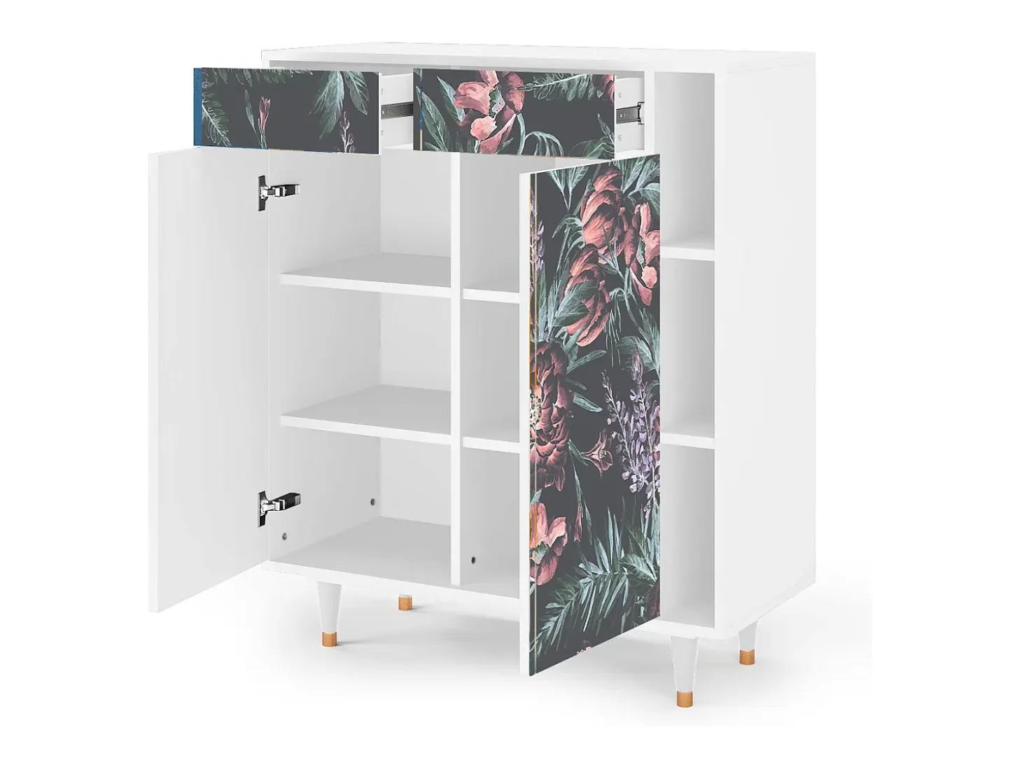 Aparador - 96х110х41 cm - BS6 - Dark Peonies, Blanco