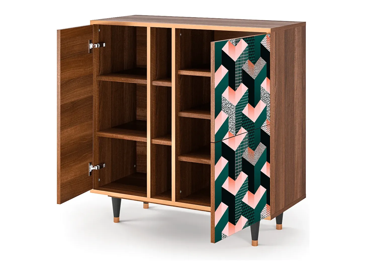 Aparador - 94х96х41 cm - BS5 - Geometric Madness, Nogal
