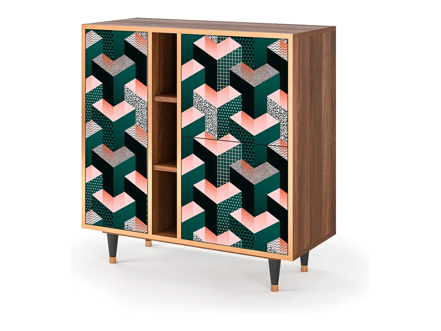 Aparador - 94х96х41 cm - BS5 - Geometric Madness, Nogal