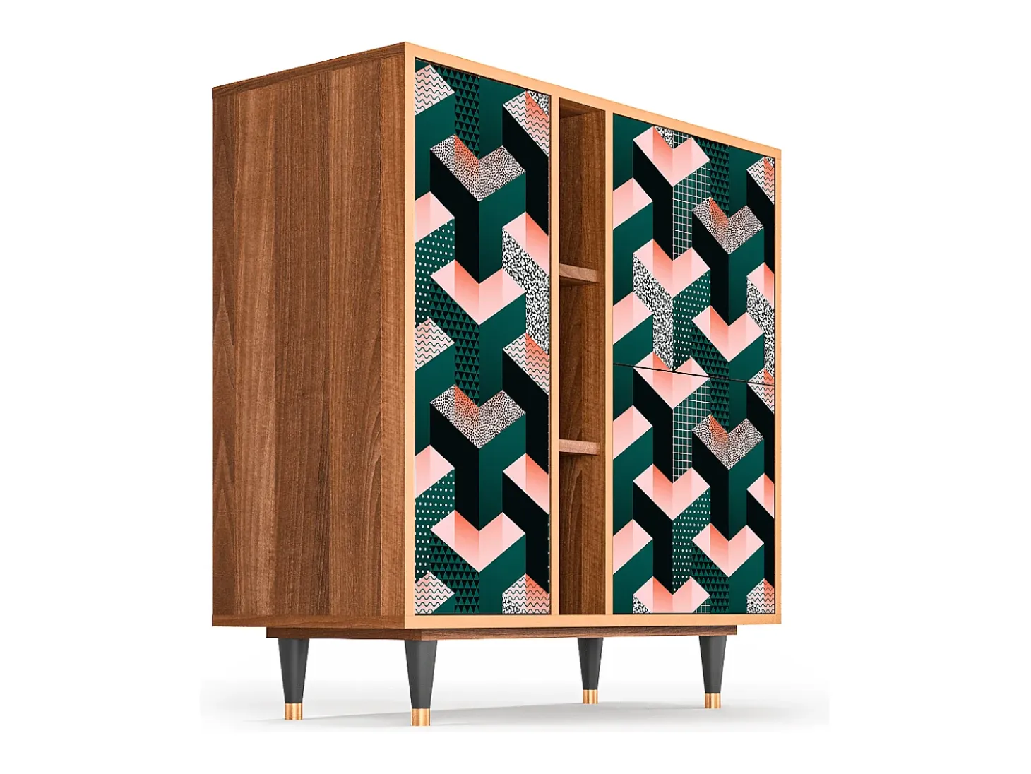 Aparador - 94х96х41 cm - BS5 - Geometric Madness, Nogal