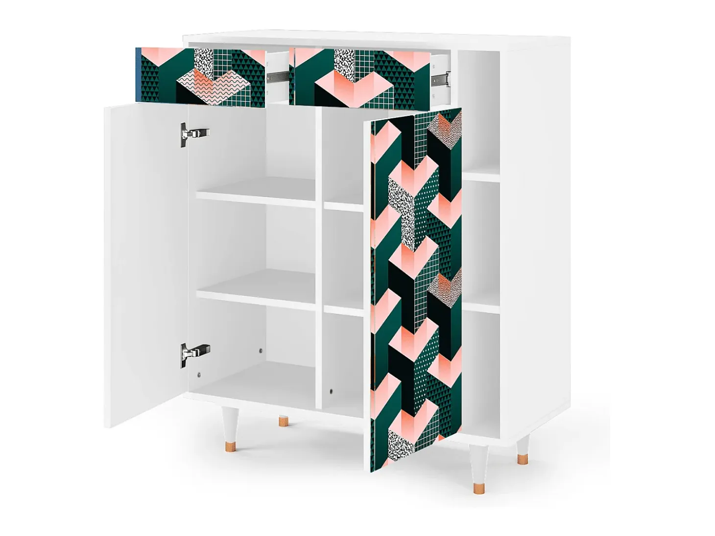 Aparador - 96х110х41 cm - BS6 - Geometric Madness, Blanco
