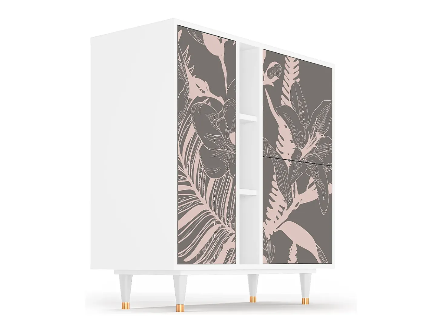 Aparador - 94х96х41 cm - BS5 - Issabelline Flower, Blanco