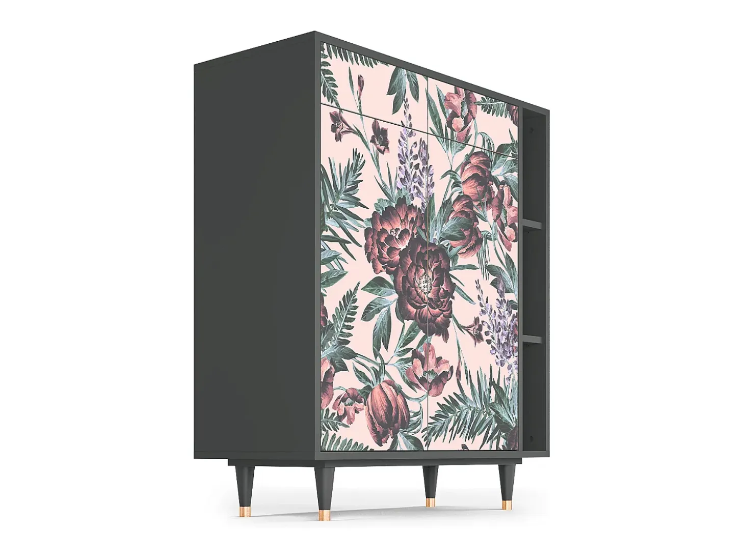 Aparador - 96х110х41 cm - BS6 - Peach Peonies, Antracita