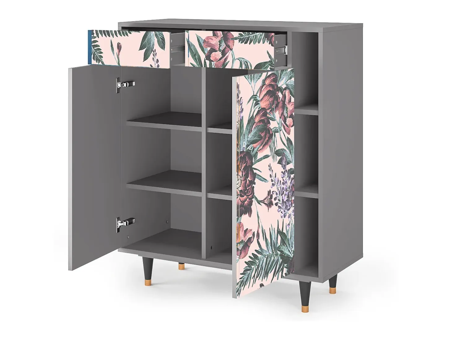 Aparador - 96х110х41 cm - BS6 - Peach Peonies, Gris