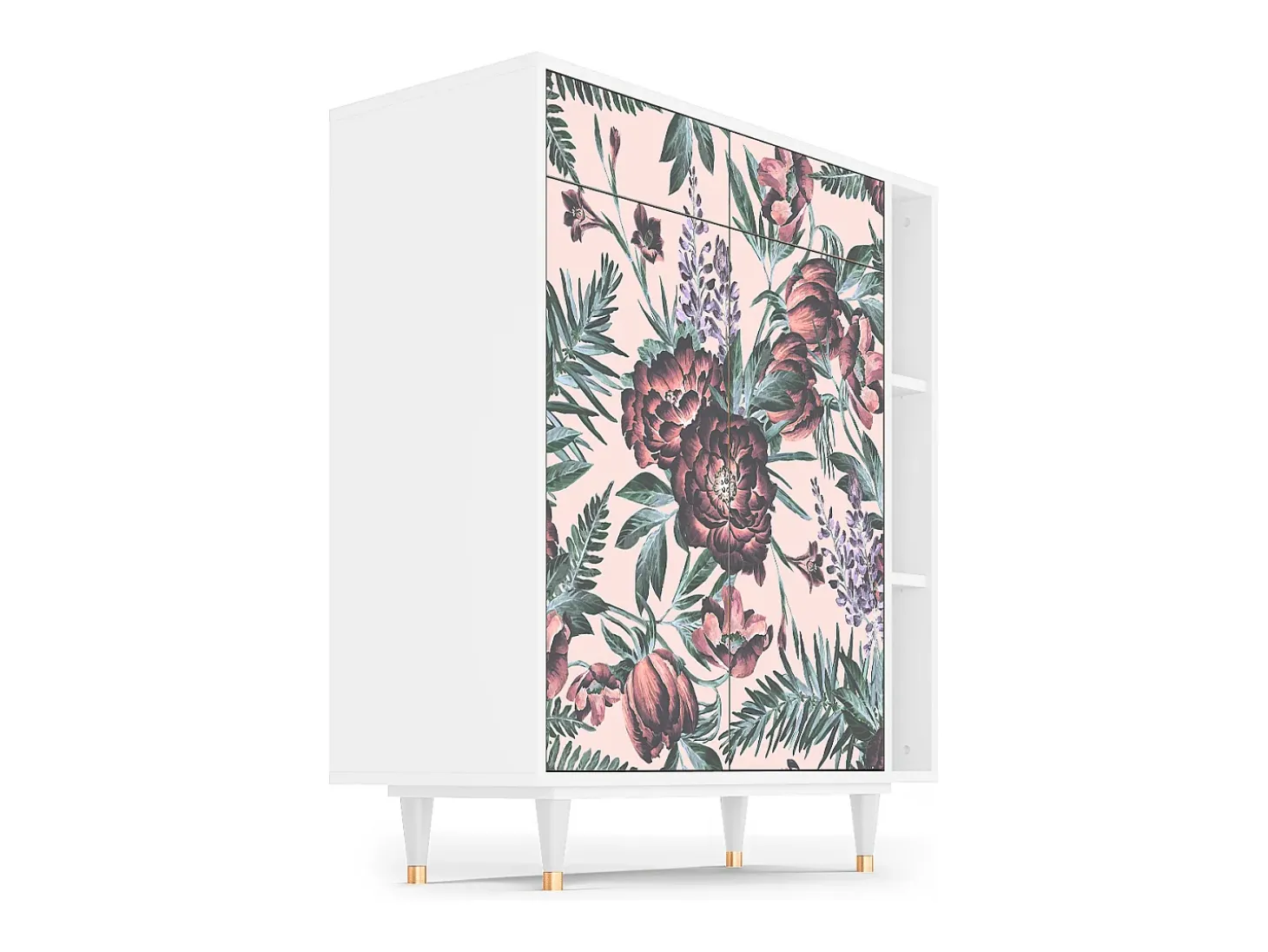 Aparador - 96х110х41 cm - BS6 - Peach Peonies, Blanco