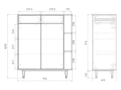 Aparador - 96х110х41 cm - BS6 - Peanut Hair, Nogal