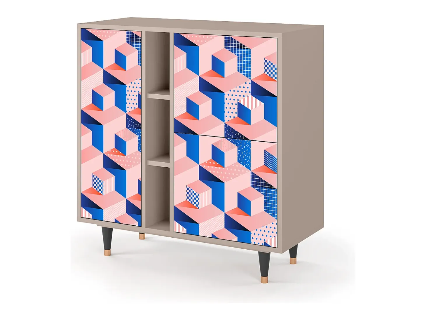 Aparador - 94х96х41 cm - BS5 - Pinky Squares, Latte