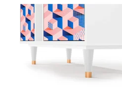 Aparador - 94х96х41 cm - BS5 - Pinky Squares, Blanco
