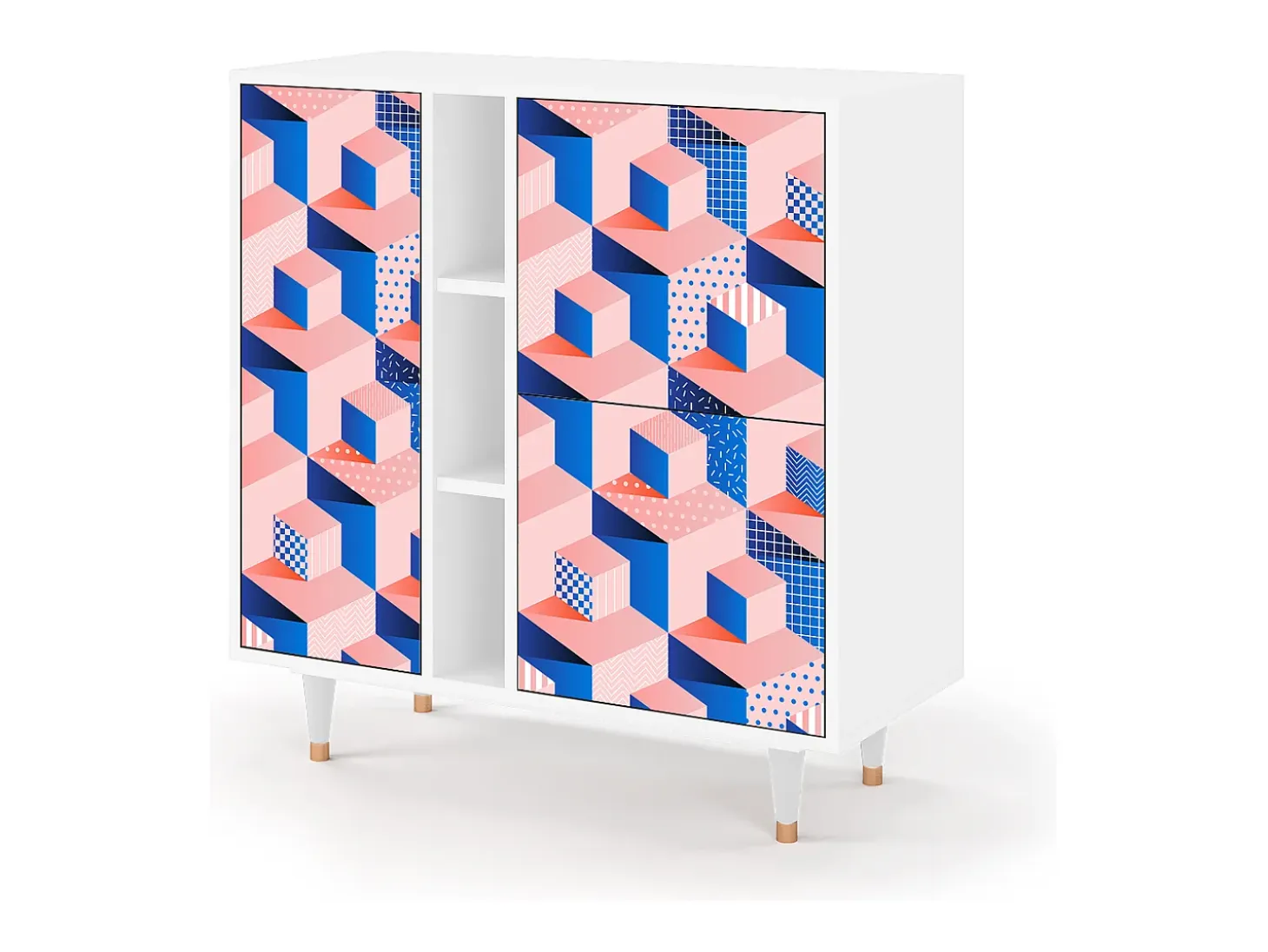 Aparador - 94х96х41 cm - BS5 - Pinky Squares, Blanco